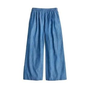 J. Crew Wide Leg Cropped Chambray Pants